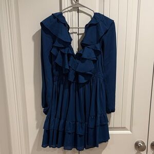 Abercrombie & Fitch Blue Ruffle Mini Dress